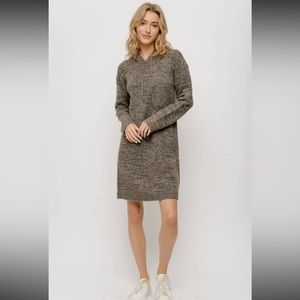 🆕Sweater Hooded Dress Charcoal Grey & Brown Mix S, M & L Available